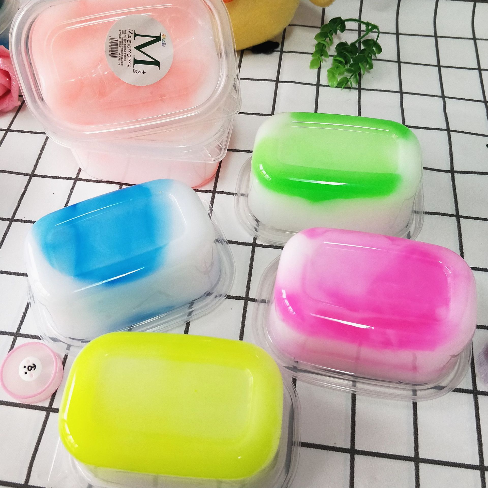 双层m起泡胶牛头胶网红同款儿童diy史莱姆益智减压饭盒起泡胶