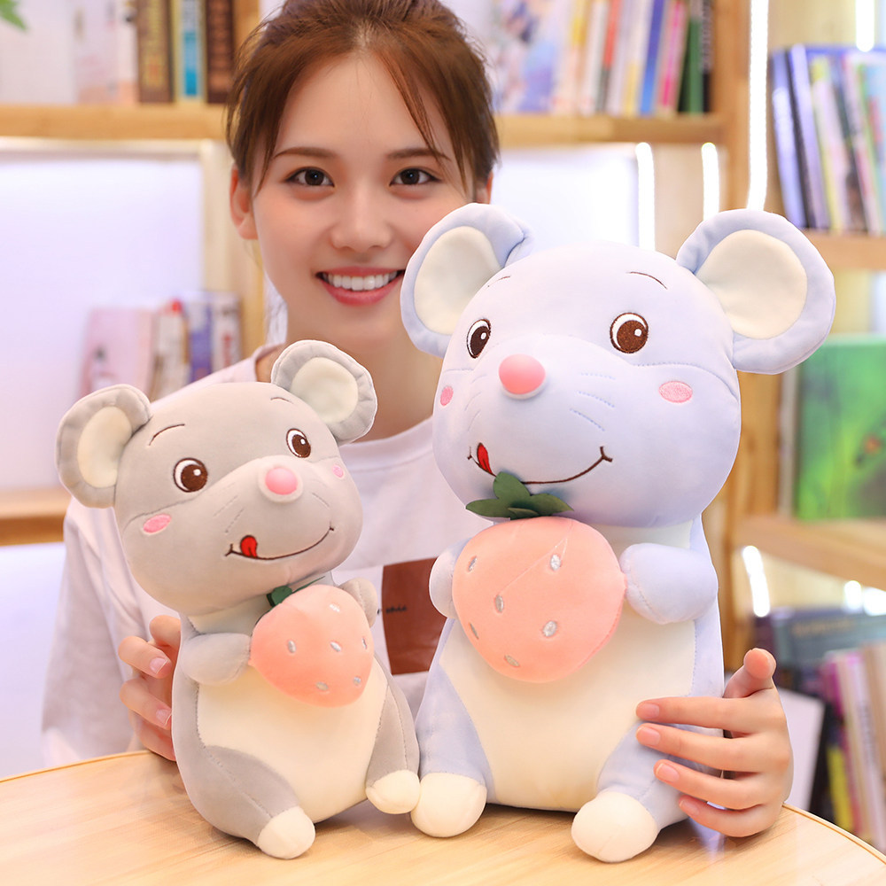 软萌水果鼠布娃娃 羽绒棉可爱水果鼠公仔 可爱萌鼠吃水果