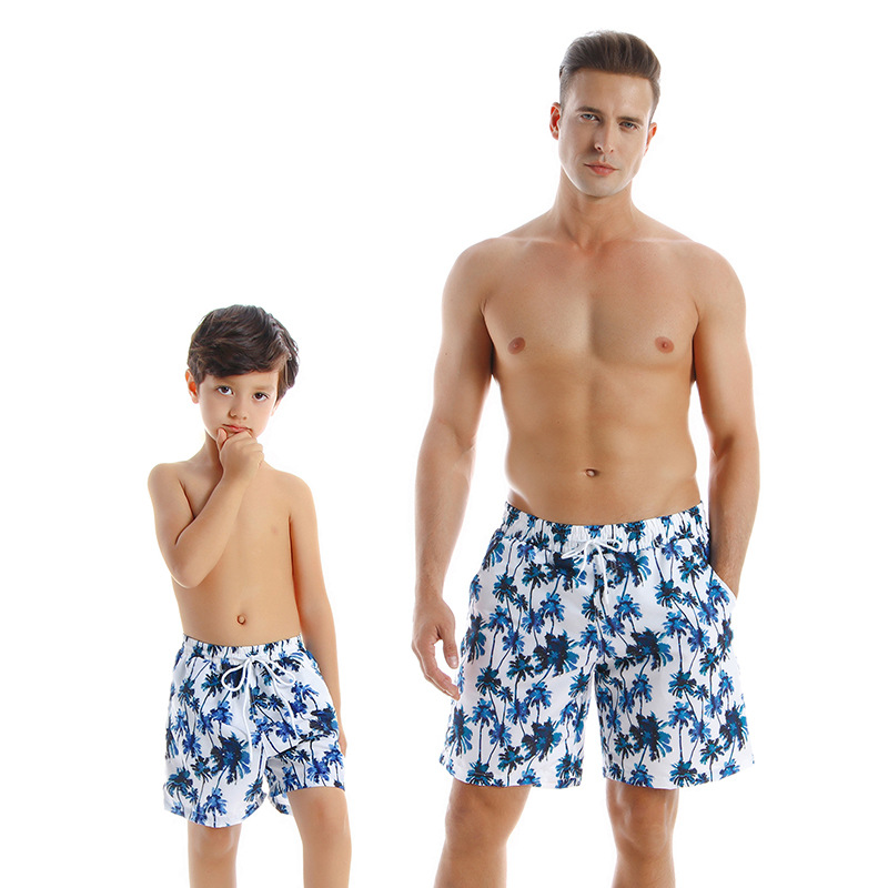 Hi Fish New Parent-Child Swimsuit Quick-Drying Beach Pants Children Swimsuit Factory in Stock Wholesale