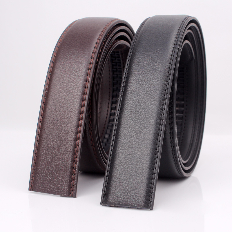 Factory Men's Leather Belt Wholesale Two-Layer Cowhide Belt Men's Middle-Aged Casual Pants with Strip without Buckle