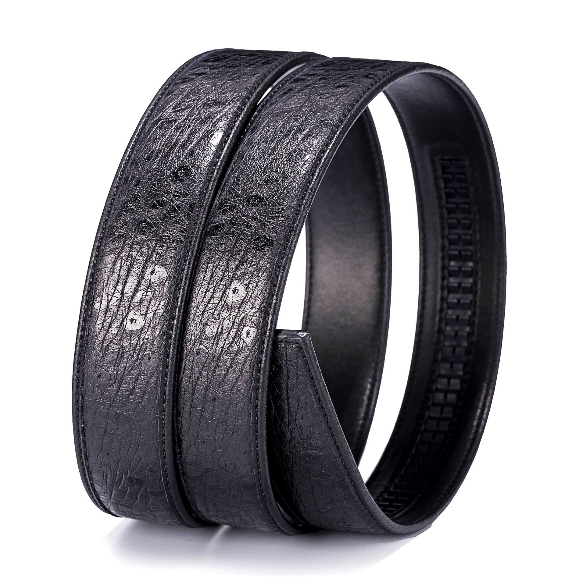 男士真皮腰带 高端品质 原版驼鸟肚皮纹进口头层牛皮自动扣皮带身