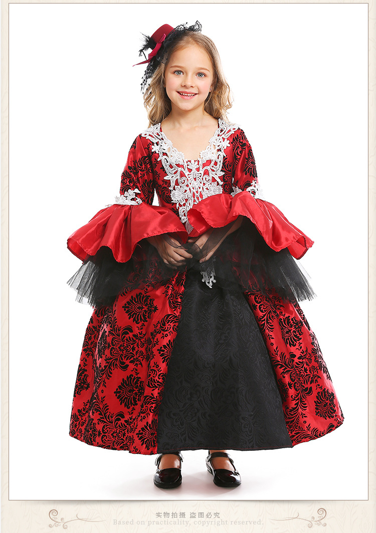 维多利亚时期万圣节服装女童西班牙洛丽塔公主裙复古宫廷礼服裙