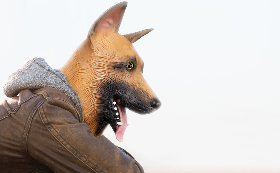 动物面具黄色狼狗头套狐狸狗警犬面具动物哮天犬头套酒吧派对道具