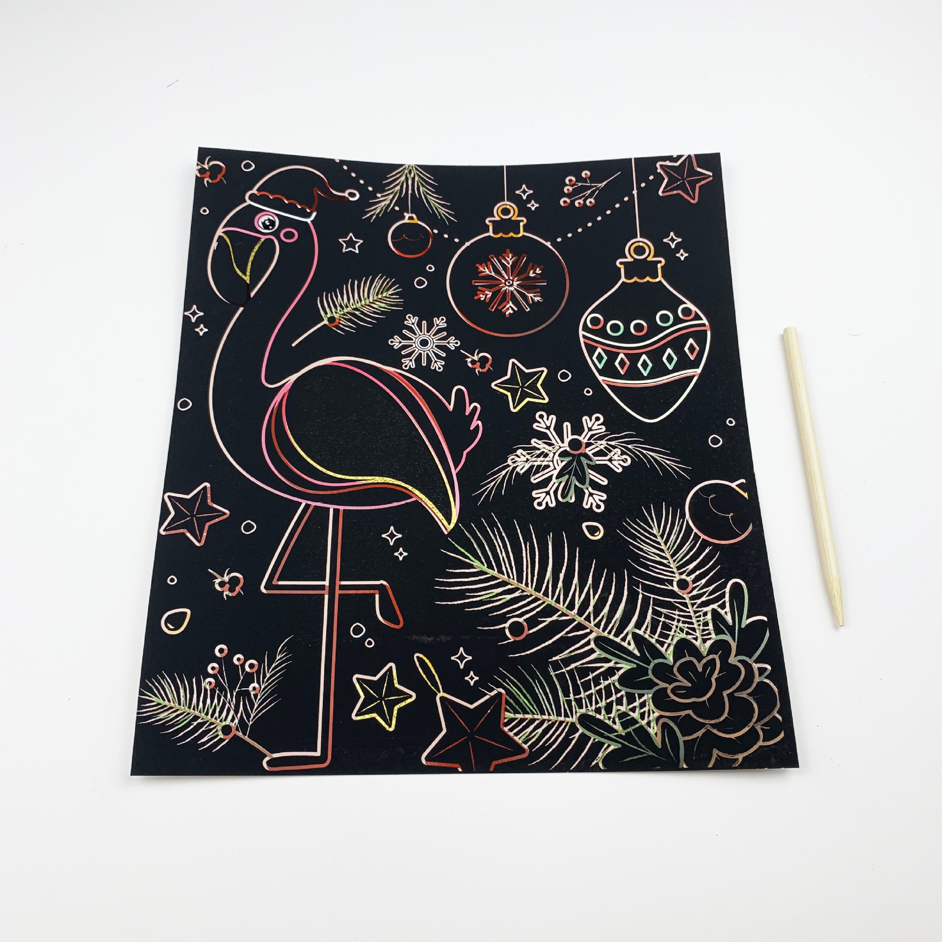 厂家新款粉色天鹅刮刮画diy卡通彩色烫金刮画纸