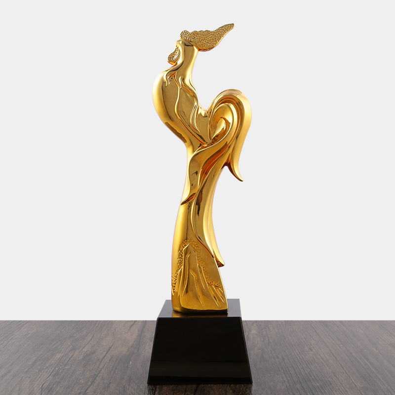 水晶奖杯金鸡奖金属系列金银铜定制定做 优秀员工年终奖杯刻字