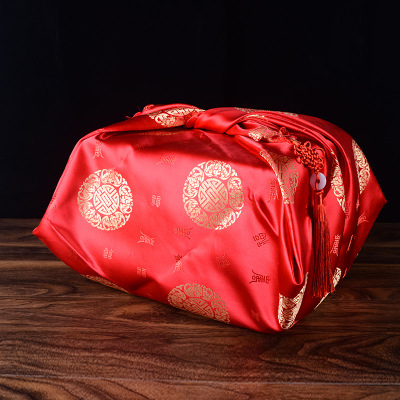 批发婚庆结婚喜盆包裹红布龙凤大号刺绣包袱皮结婚新娘嫁妆厂家