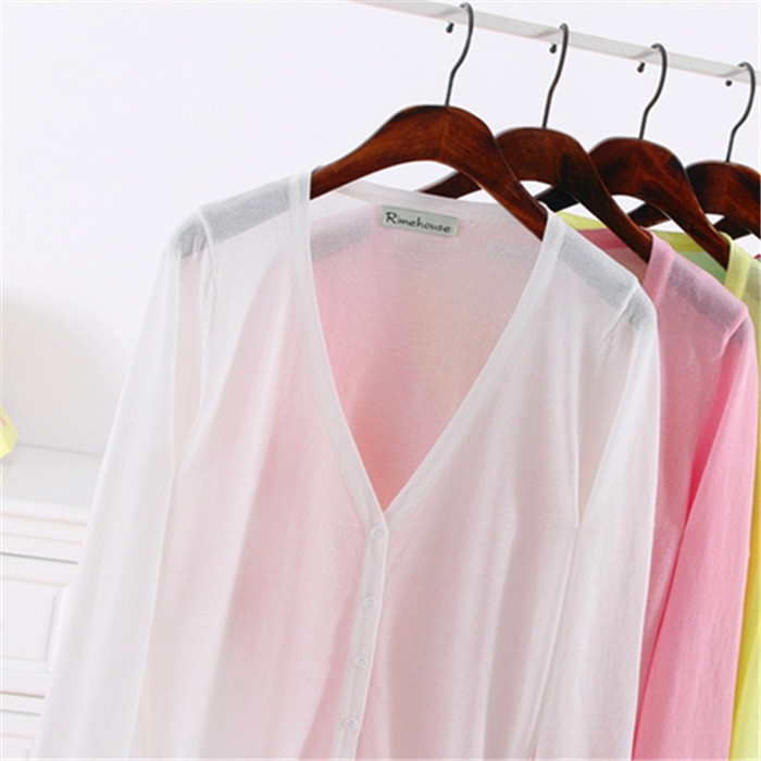 冰爽丝超薄开衫女针织衫短款小外套外搭线衣毛衣修身七分袖防晒衣