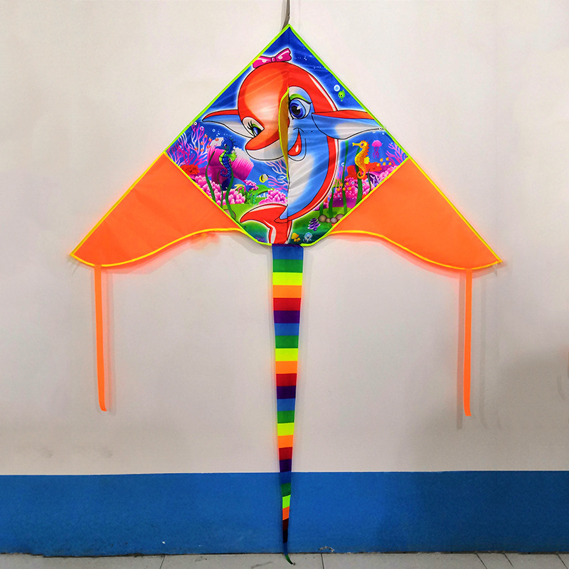 16米亮布拼三角风筝潍坊风筝儿童卡通风筝微风易飞厂家批发