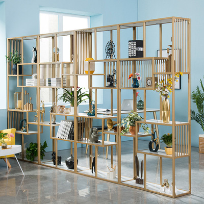 北欧铁艺置物架餐厅隔断展示架工艺品盆栽落地铁艺架子陈列架子