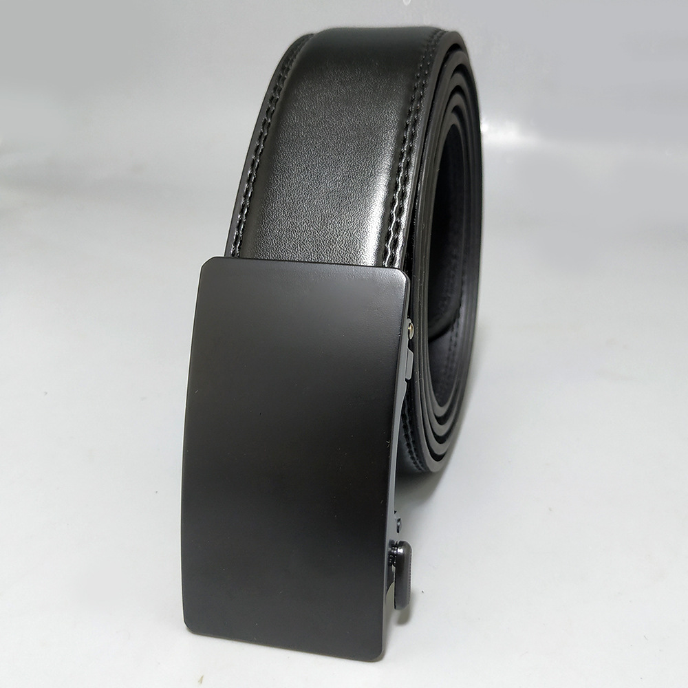 新款制式皮带男内穿式自动扣腰带青年商务简约3.5cm宽 真皮裤腰带