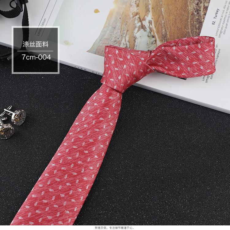 Men's Tie Business Formal Wear Jacquard Polyester 7cm Tie Wholesale in Stock Work Professional Tie Factory Direct Supply