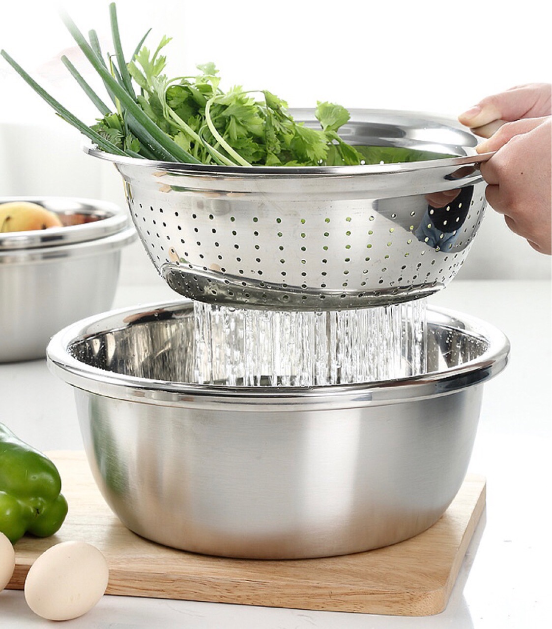 品质不锈钢盆五件套洗菜反边加厚加深无磁沥水篮304高档