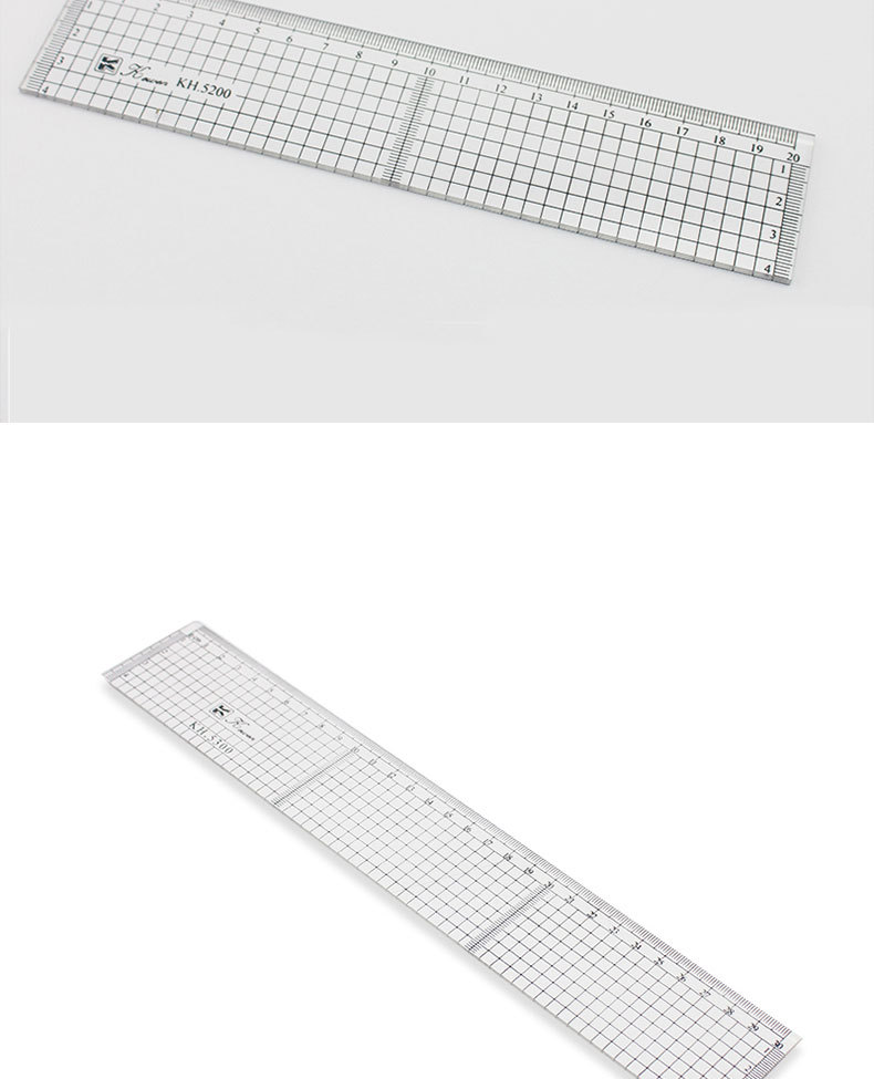 科文格子尺子多规格透明刻度直尺数学用具动漫卡通直尺学习用品