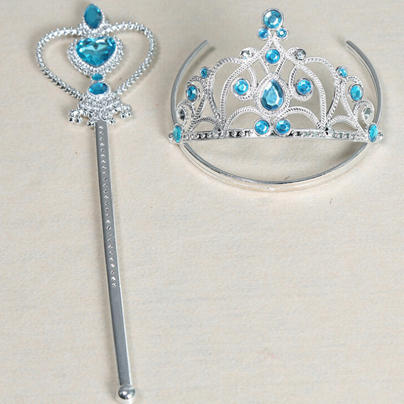 跨境外贸现货热销冰雪奇缘儿童皇冠elsa艾莎公主头饰发箍三件套