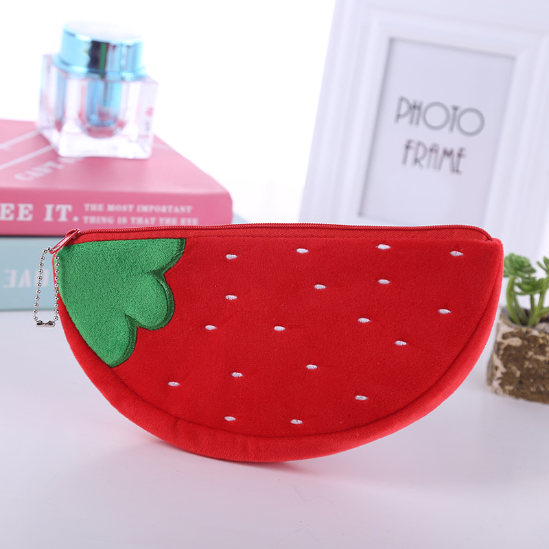 Cute Big Watermelon Psp Bag Fashion Watermelon Storage Pencil Case Cute Plush Stationery Case Factory Wholesale