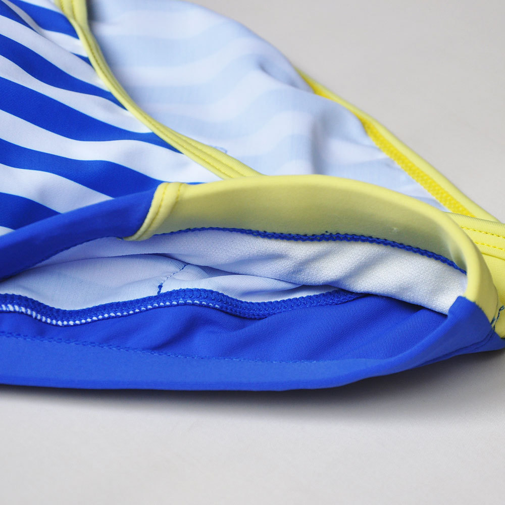 uxh男士海军条纹斜拼时尚三角泳裤小口袋欧美性感 外贸三角泳裤男