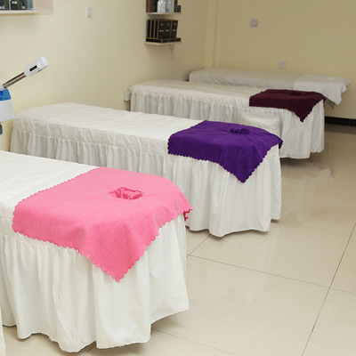 美容院床单按摩床铺床带开洞美容理疗美容纯色床头巾美容床大毛巾