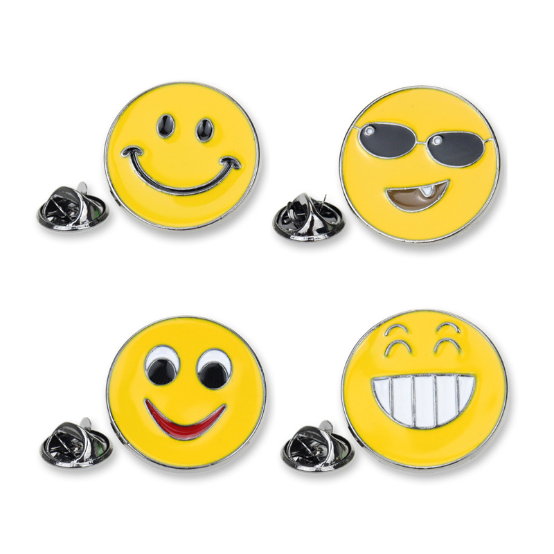 新款儿童笑脸表情胸针现货 外套衬衫配饰可爱金属表情包胸针徽章