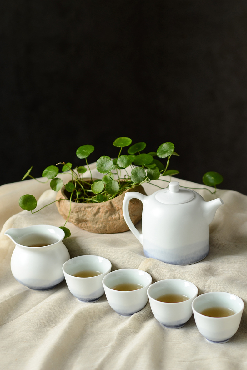 远山青花手工陶瓷茶具禅意山水画茶壶茶杯子公道杯景德镇功夫茶杯