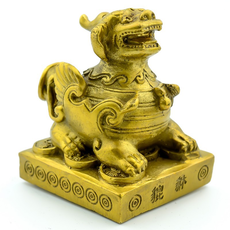 批发精工纯铜 小号单角方底母貔貅摆设 家居客厅工艺品摆件