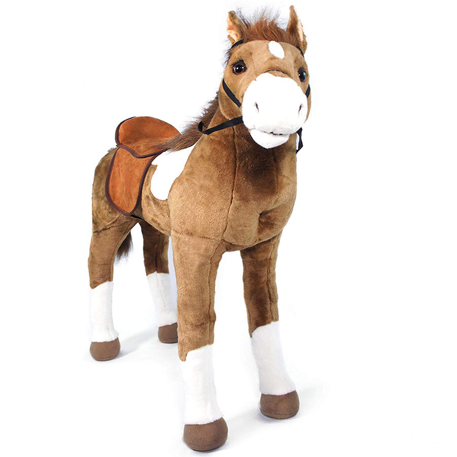 a577创意站姿仿真马公仔毛绒玩具棕色大马玩偶居家礼品儿童礼物