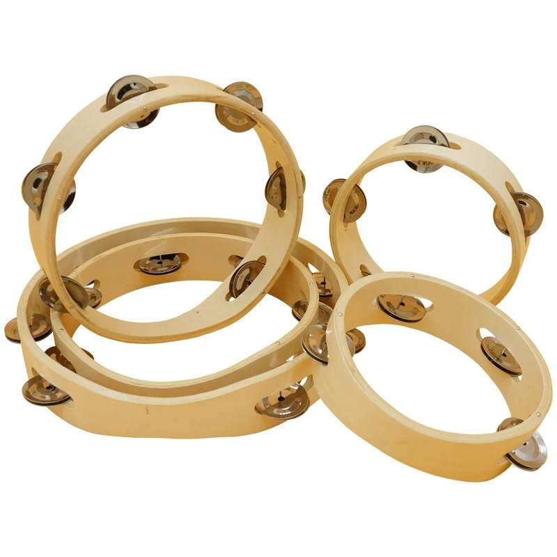 批发木质双排铃鼓圈 6寸8寸铃鼓铃圈 幼儿园音乐教具8寸10寸铃鼓