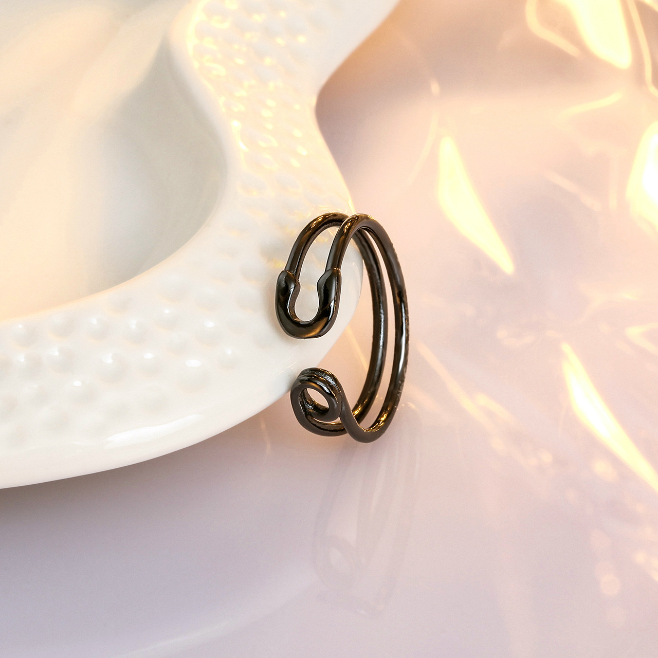 戒指女日系风时尚创意回形针开口关节指环个性关节戒子首饰品批发
