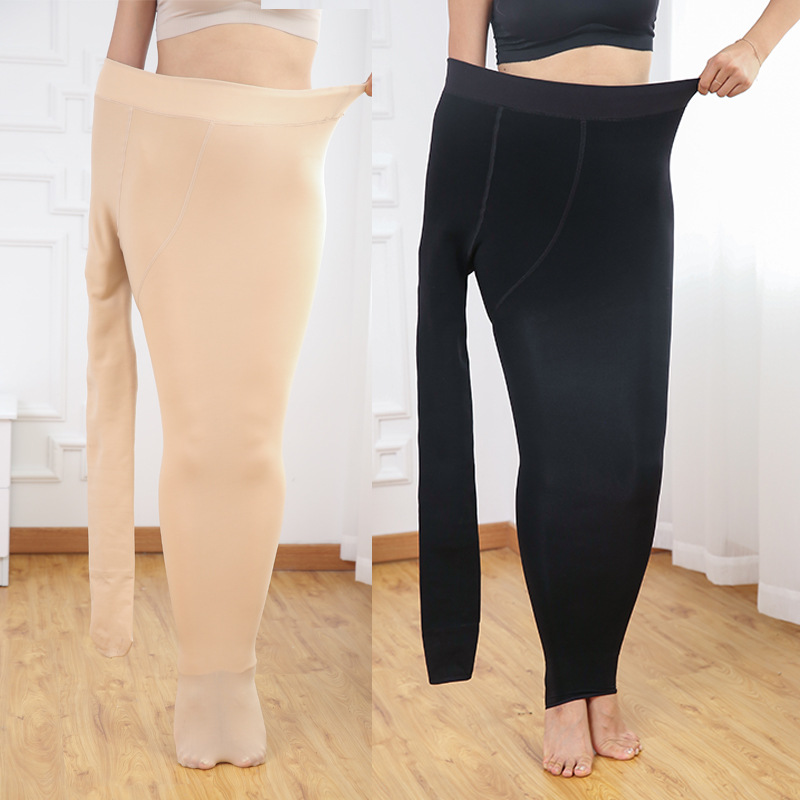 Nylon Extra Large Waist Support One-Piece Trousers Winter Thicken Thermal Leggings Women's Nylon Anti-Pilling Pantyhose Large Size