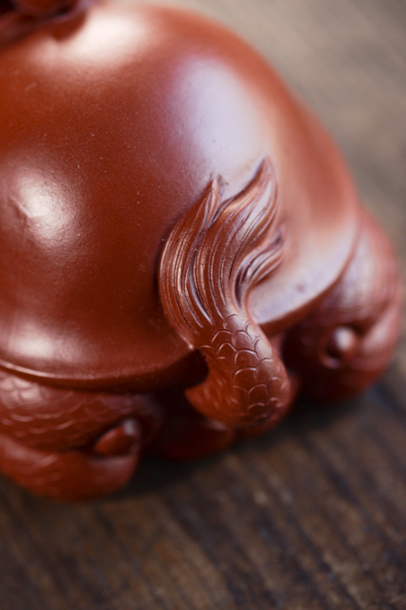 紫砂龙龟茶宠乌龟茶宠朱泥大红袍 创意茶盘茶宠摆件批发