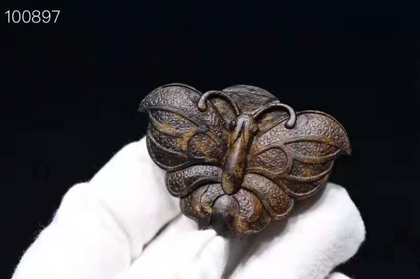 沉香木雕蝴蝶吊坠 越南老惠安九分沉老料木质文玩手把件沉香定制