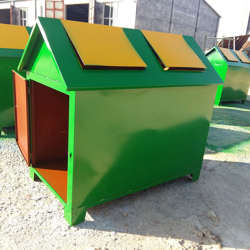 小房子垃圾桶户外铁制 小区街道绿色不锈钢铁皮箱果皮箱-阿里巴巴
