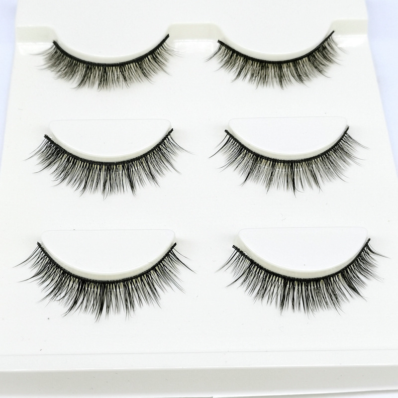 3d-06 Three Pairs of 3D Multi-Layer Short Nude Makeup Realistic Natural Long Simulation Sharpening Eyelash