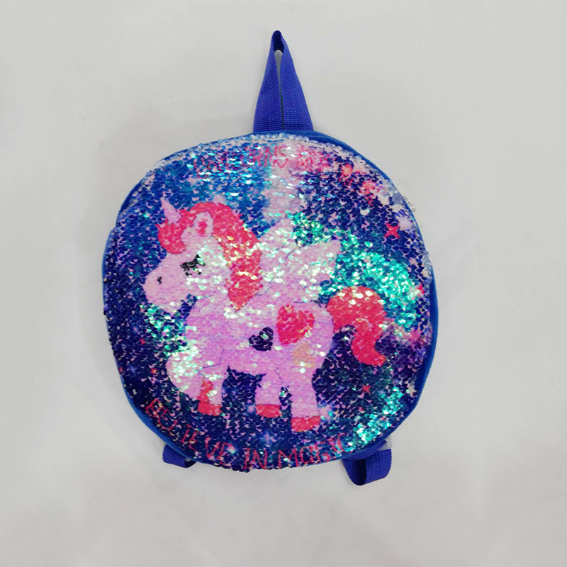 Elementary School Student Sequined Unicorn Schoolbag Children's Schoolbag Customized Kindergarten Cartoon Animal Schoolbag Backpack