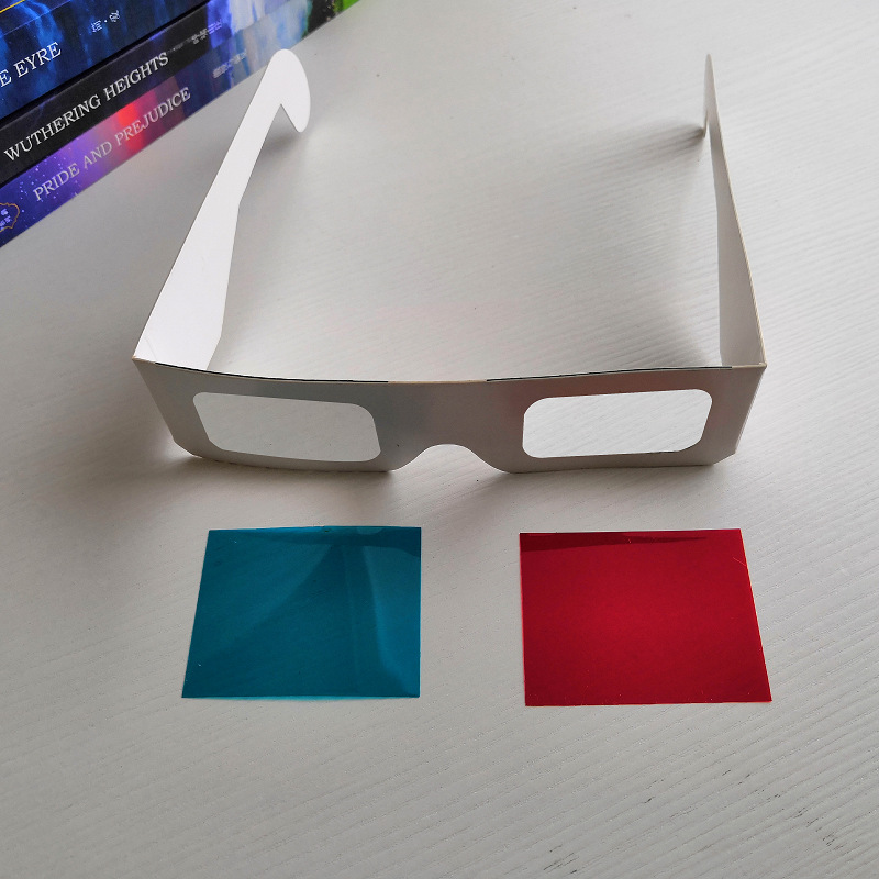 纸制 红蓝3d儿童眼镜 diy儿童益智类产品 白色框和紫色眼镜框