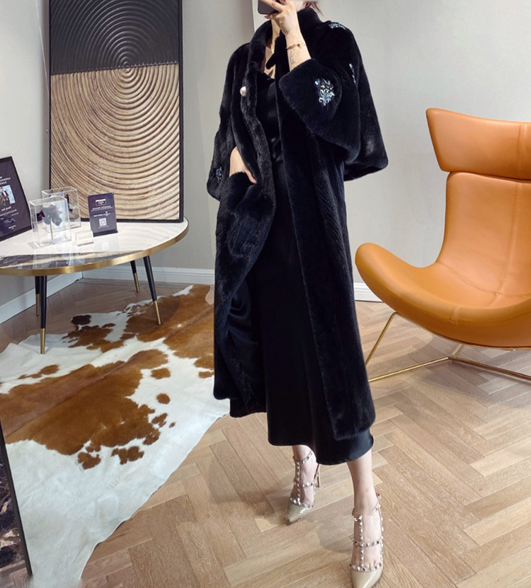 高级定制美国貂 宝嘉美进口短毛黑貂 水貂皮草外套整貂皮大衣女