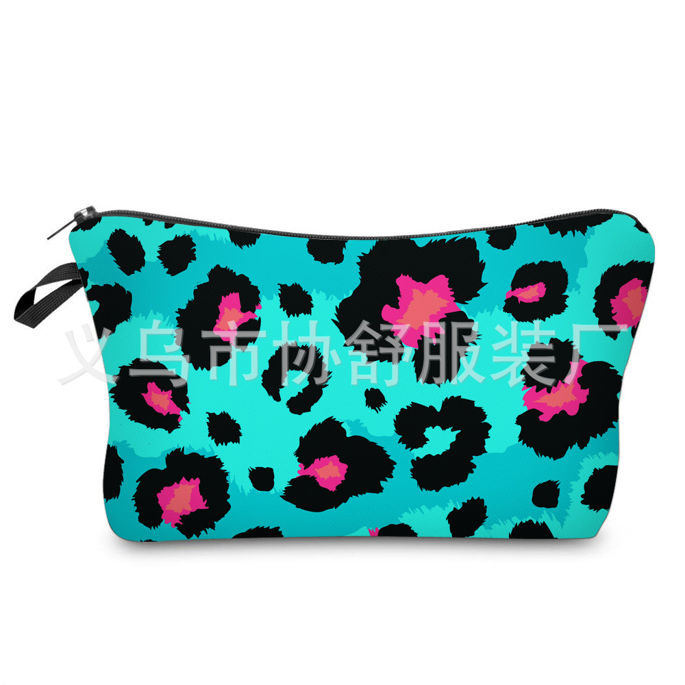 Collection Amazon HD Hot Sale Leopard Print Digital Printing Cosmetic Bag European and American Ladies Storage Wash Clutch