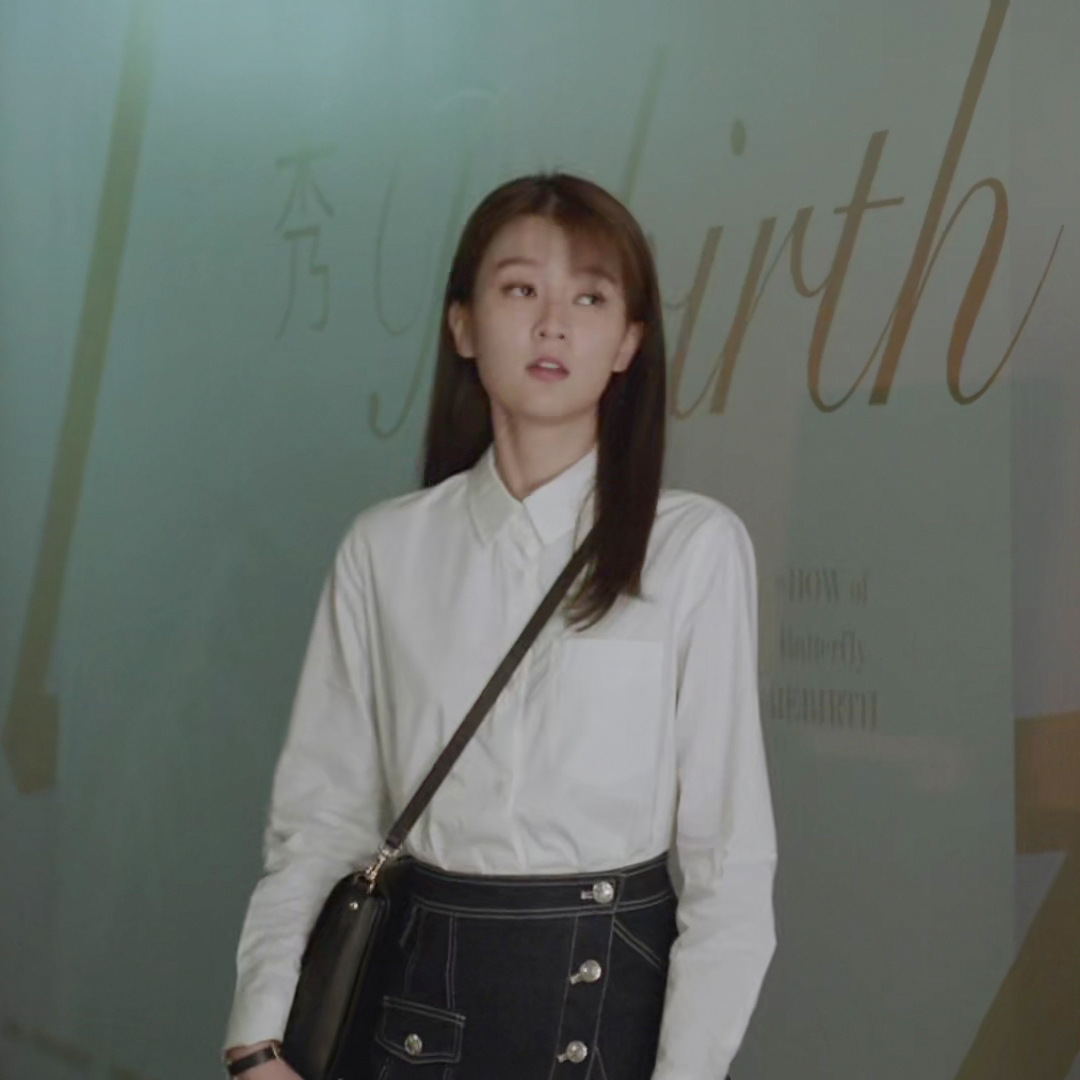 趁我们还年轻乔欣林子渝同款韩版休闲白色衬衫女上衣 半身裙套装