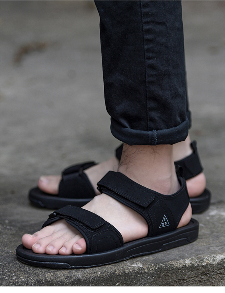 越南厂家进口皮凉鞋男夏季2021新款初中男生防滑软底沙滩鞋拖鞋