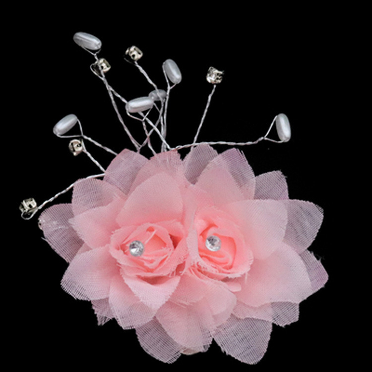 新娘盘头花儿童演出舞蹈头花 拉丁舞蹈头花表演舞台头饰水钻花朵