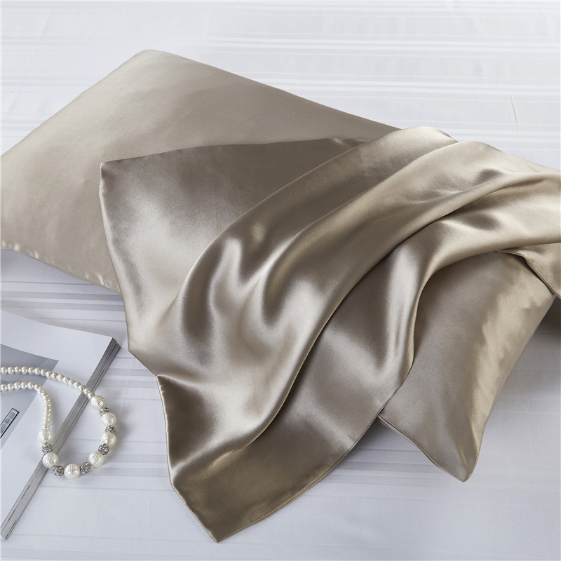 Manufacturer Silkworm Pillowcase Silk Pillowcase Double-Sided 100 Mulberry Silk Solid Color Zipper Cool Pillow Headgear Amazon Supply