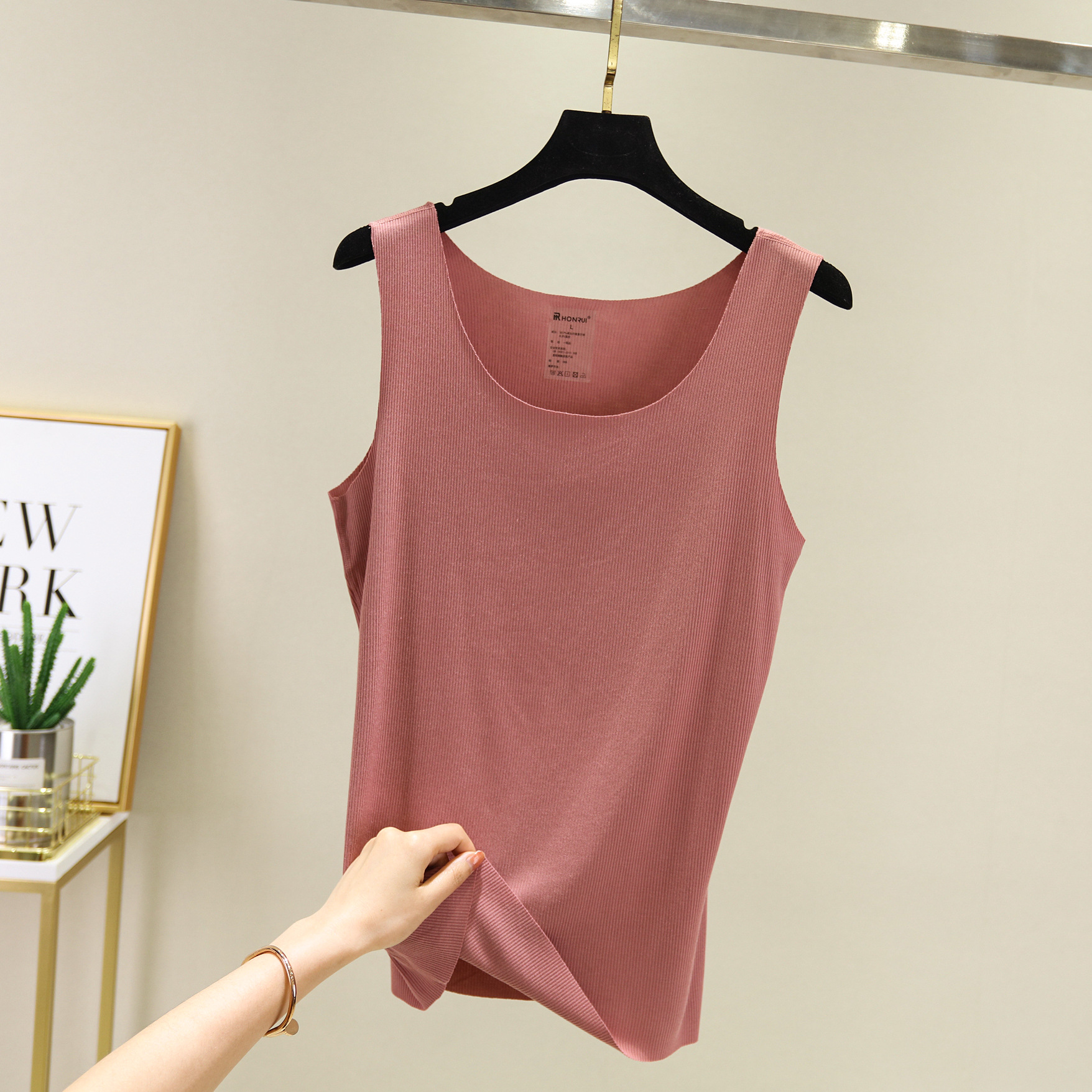 夏季薄款纯棉螺纹无痕基础吊带背心女打底衫大码随心裁剪无袖上衣