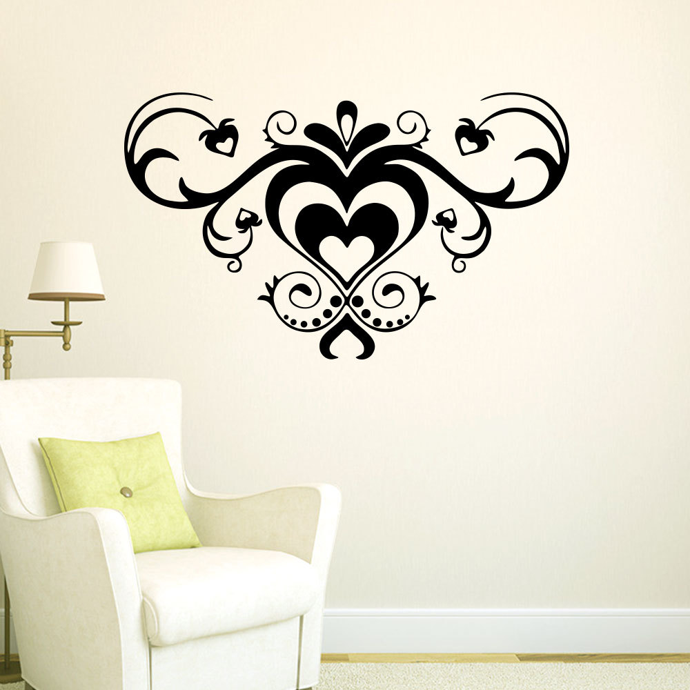 爱心花藤蝴蝶爱心花朵墙贴客厅卧室背景墙面装饰贴纸批发mu4498