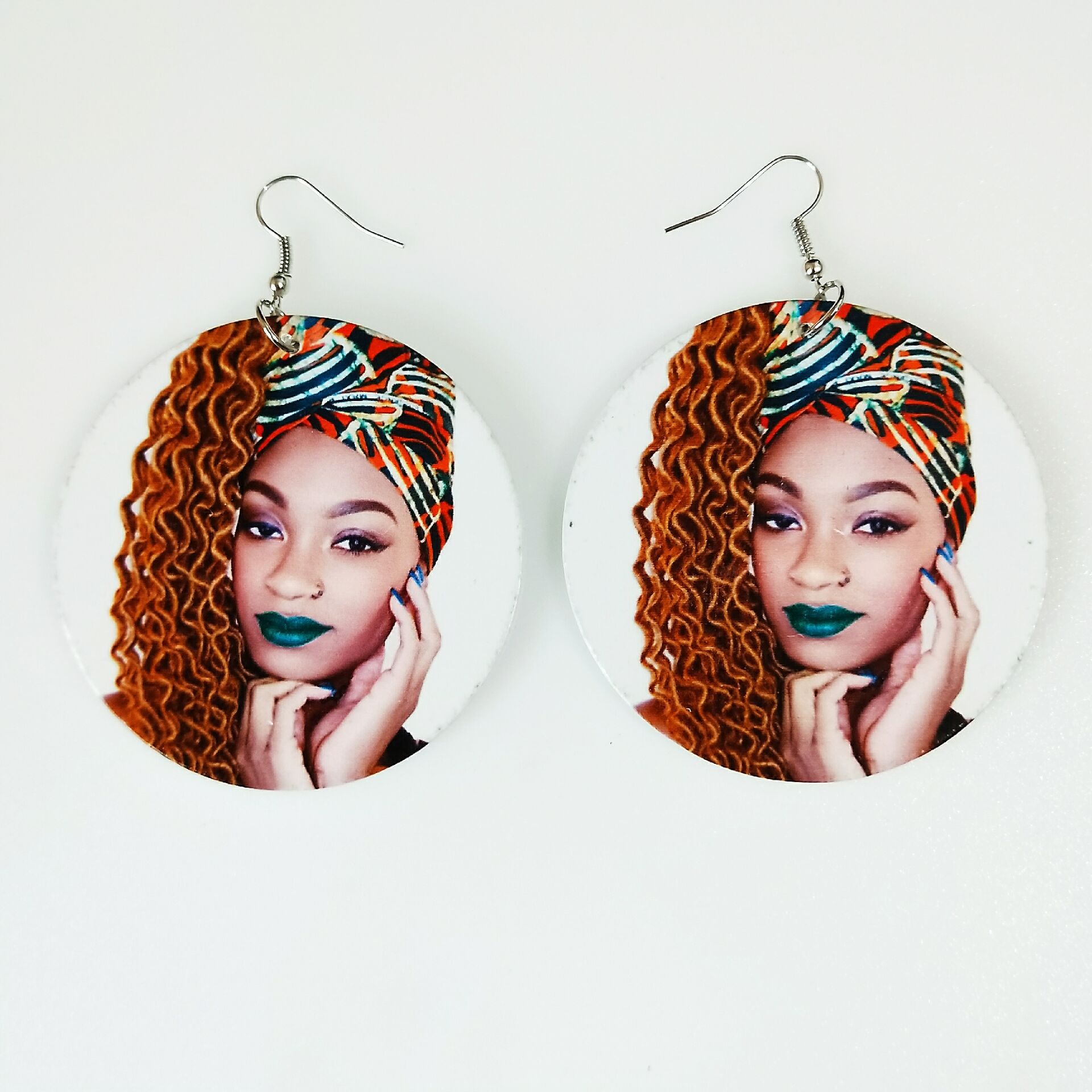 潮人非洲印花木质耳环女耳坠几何印刷气质个性潮夸张耳饰品民族风