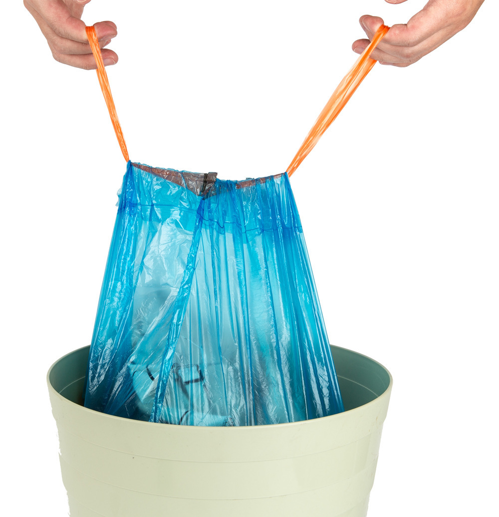 抽绳自动收口垃圾袋家用厨房手提式加厚四色一次性拉圾分类塑料袋