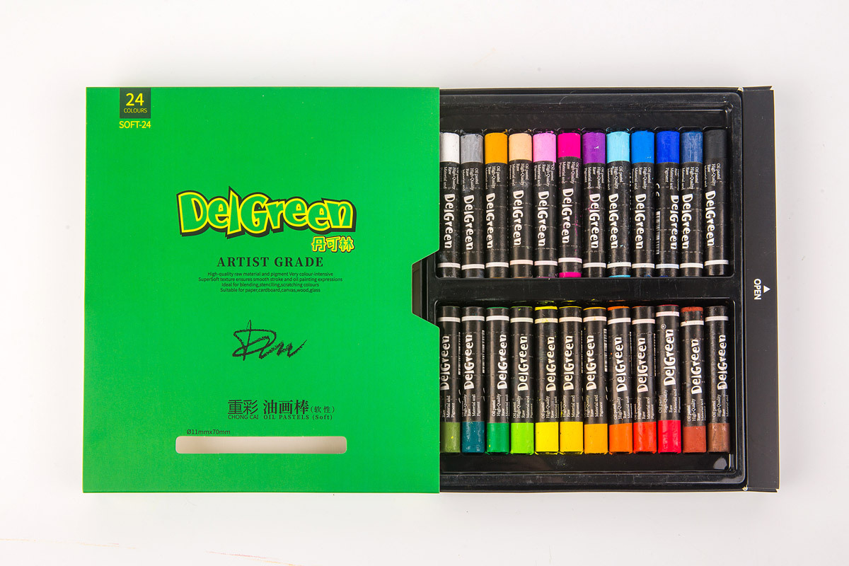 丹可林二代重彩油画棒24色高级灰白色单色补充装油性蜡笔粉彩棒