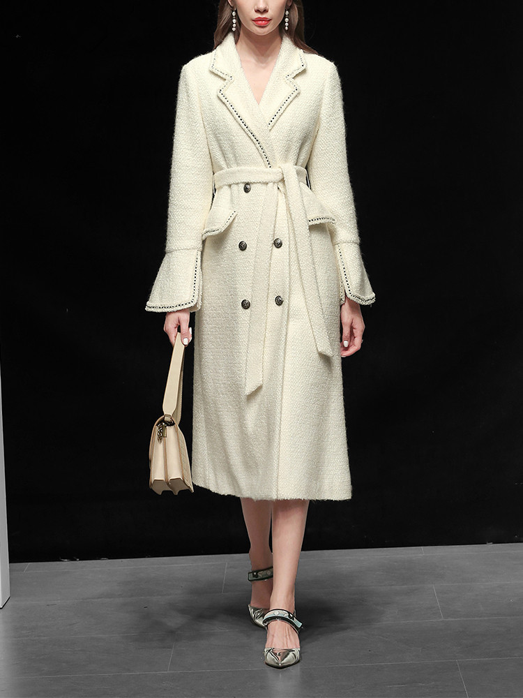 高定韩欧走秀大牌修身羊毛呢春秋冬季中长款大衣外套气质时尚大衣
