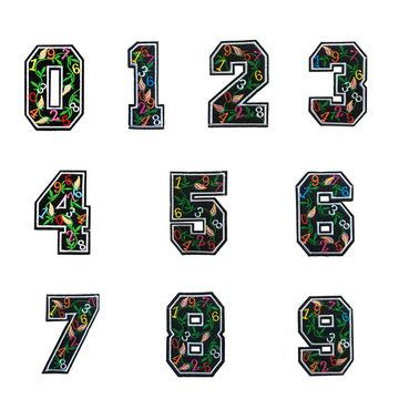 隆盛刺绣小号数字徽章刺绣t恤帽子补丁贴潮牌羽绒牛仔衣服布贴