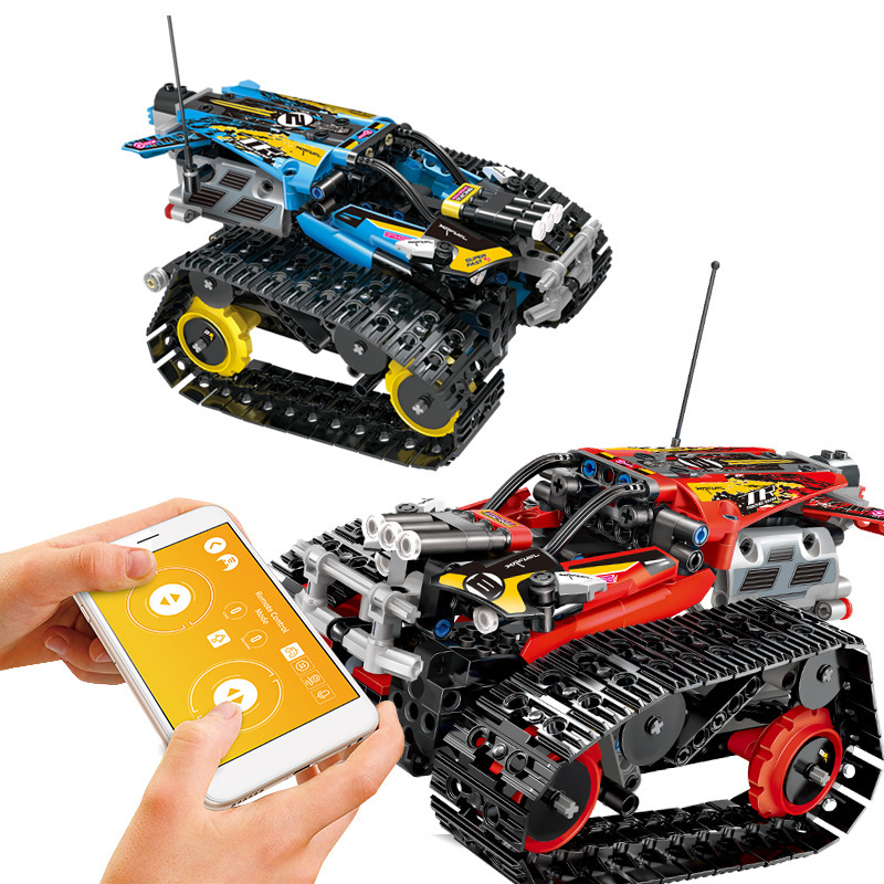 宇星13032遥控特技赛车手机app遥控拼装拼插积木车跨境新品13036