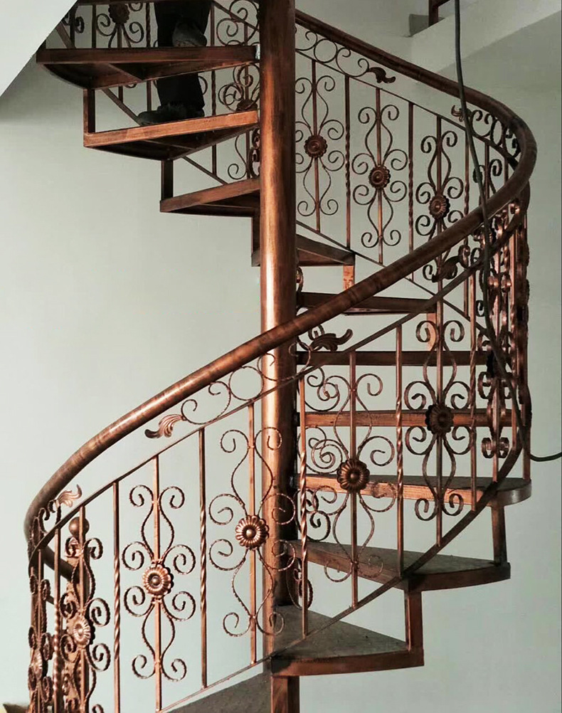 厂家上门量尺 铁艺旋转楼梯 别墅复式旋转楼梯 做旧组装整装楼梯