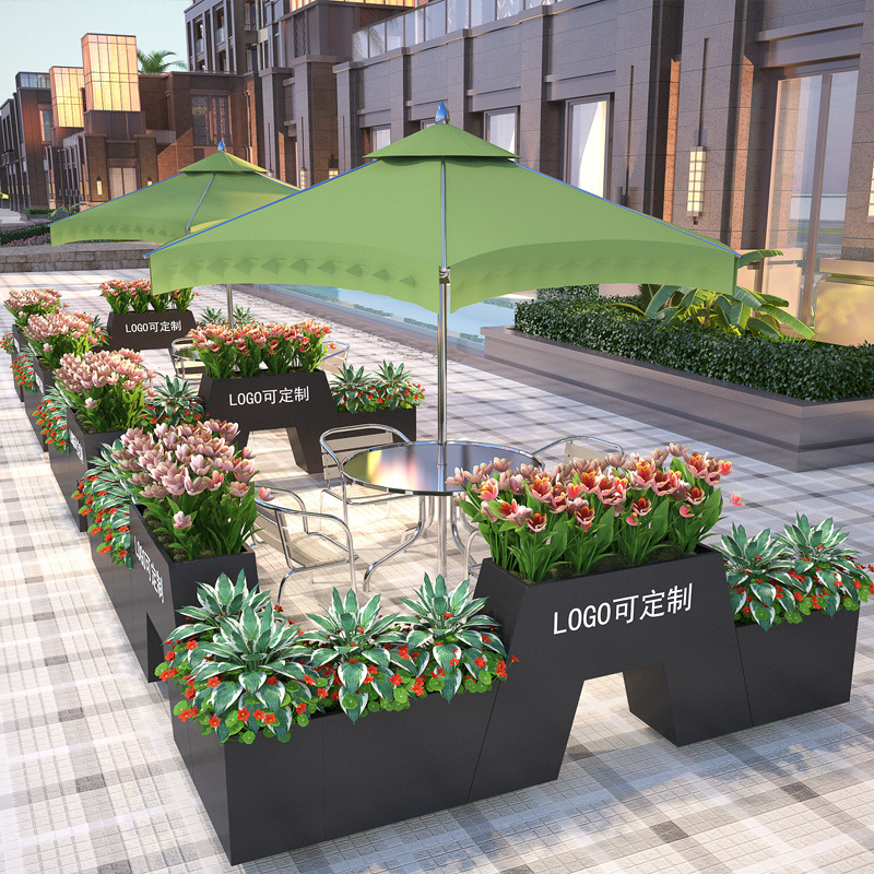 简约铁艺花箱户外商场街道移动围栏花槽咖啡厅餐厅门口装饰花箱